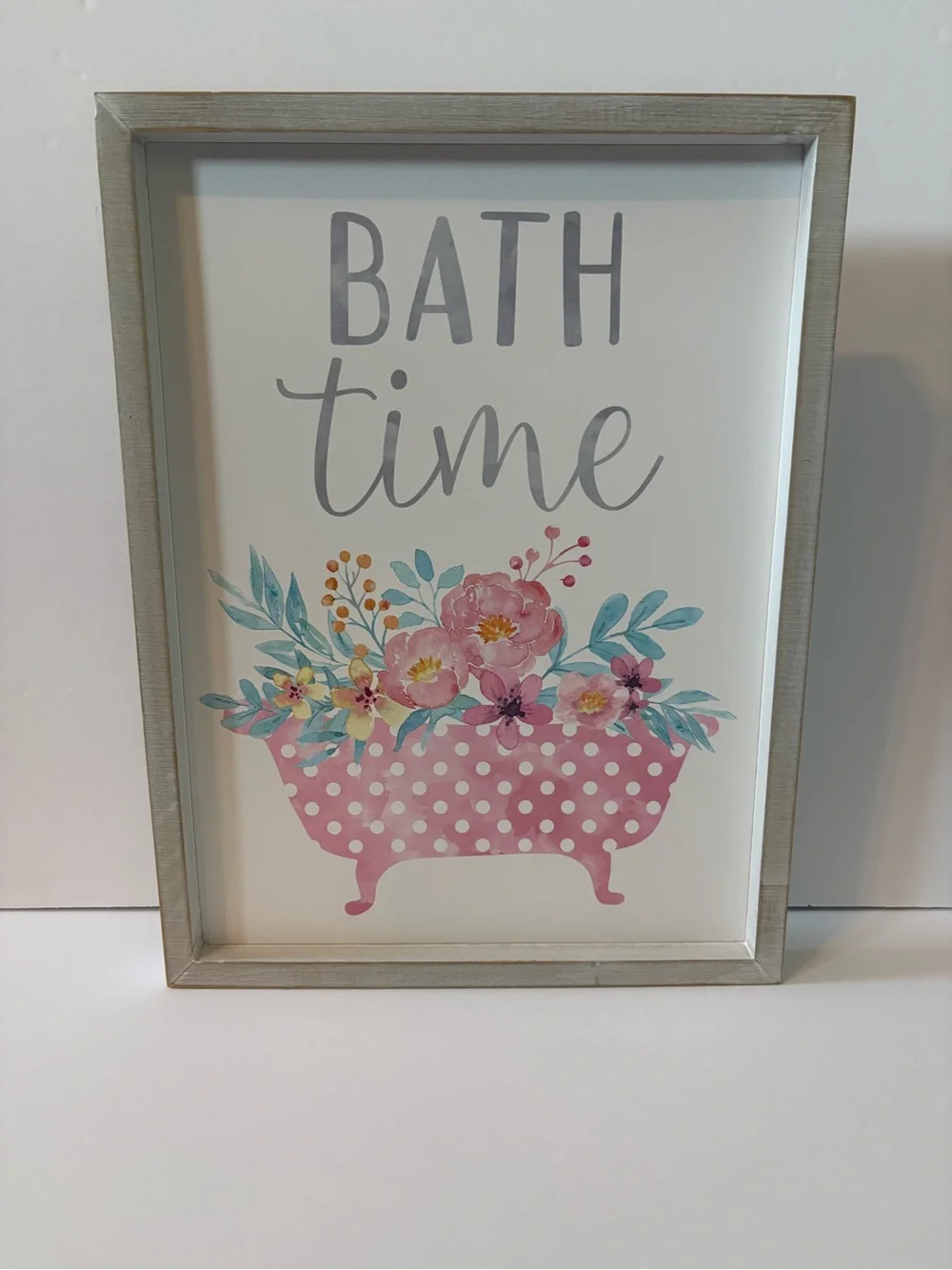 Bath Time Pink Floral Tub Wall Art